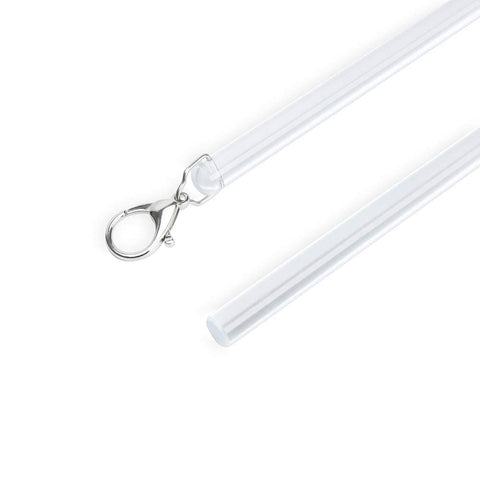 SOLOKOS front packaging showing two clear acrylic curtain pull wands and accessories, easy install benefit