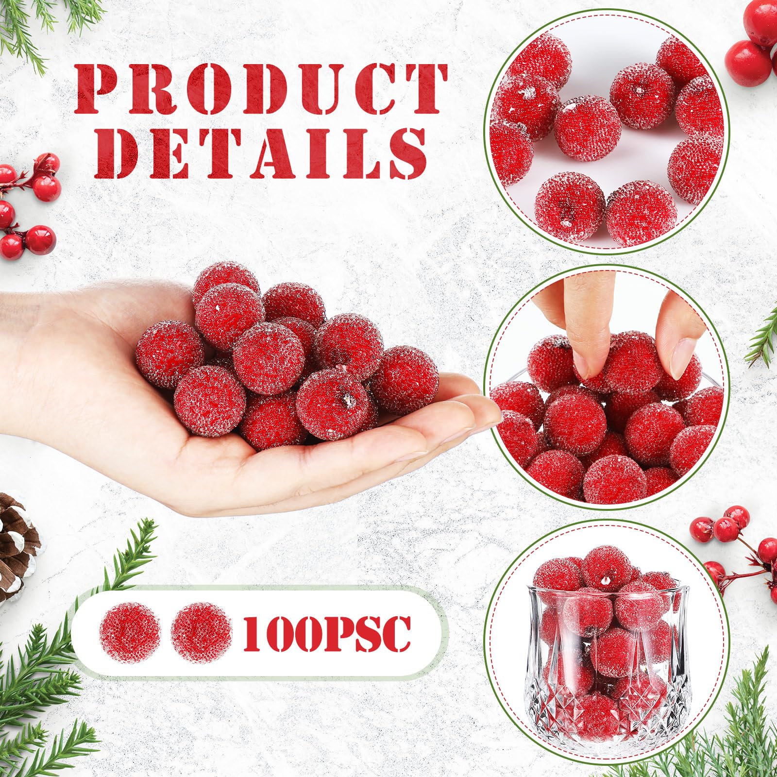 Solsew close-up of frosted cranberry surface, shows realistic texture and sheen