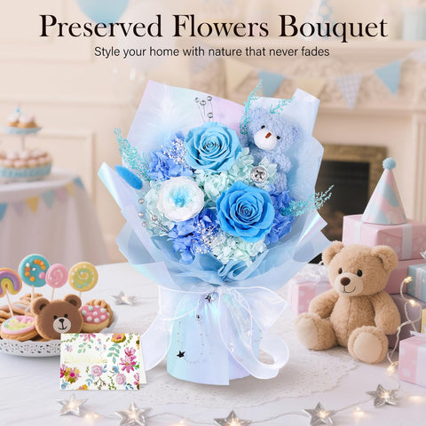 SOLUNOX plush bear nestled in bouquet offering charming keepsake appeal
