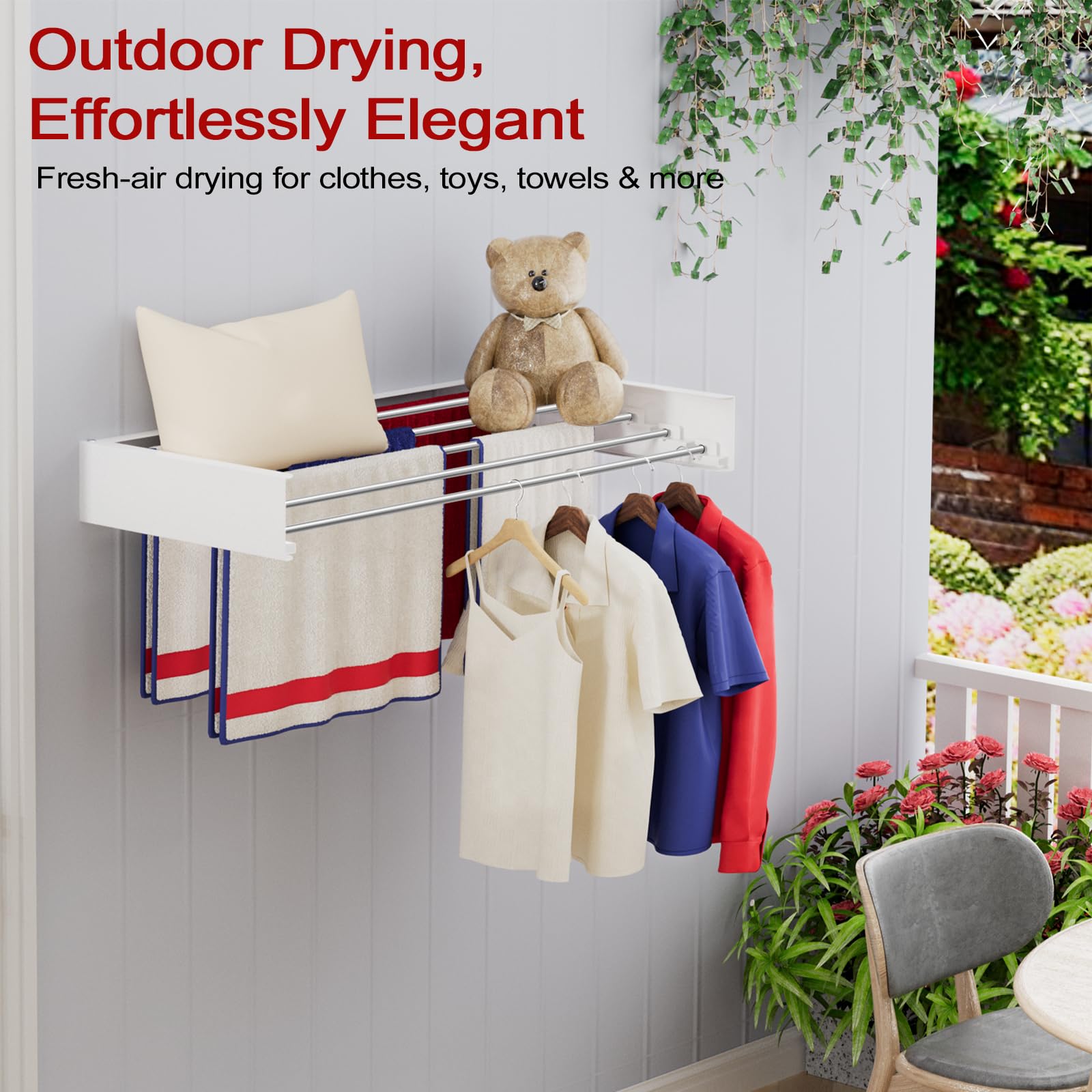 SOLVESTIS rack folded flat against wall demonstrating space saving