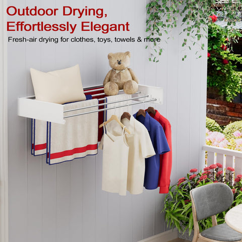 SOLVESTIS rack folded flat against wall demonstrating space saving
