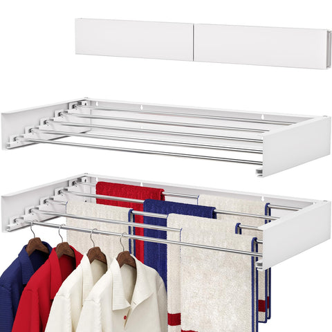 SOLVESTIS front view wall-mounted drying rack showing compact benefits