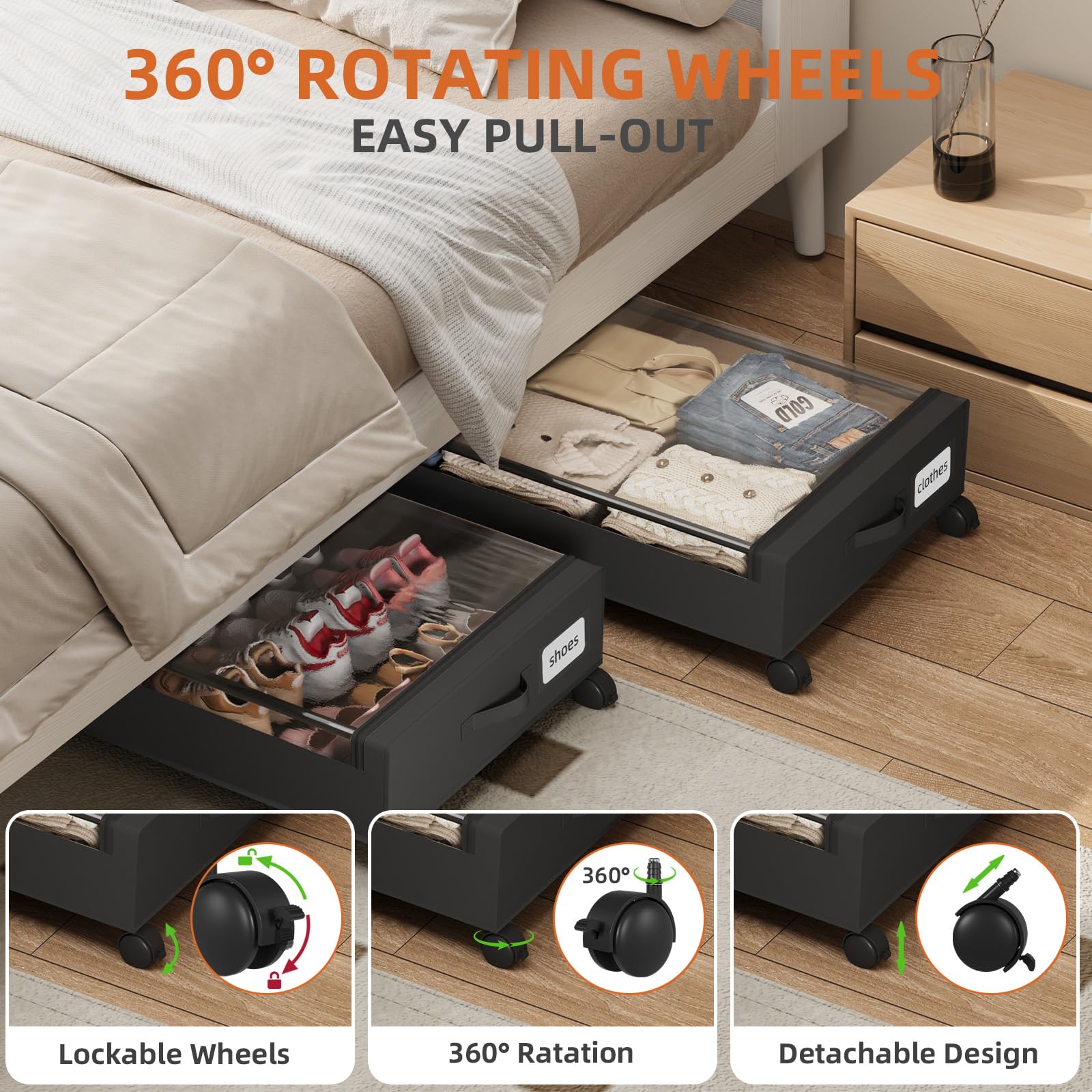 Somdot 360-degree caster rolling smoothly for easy movement benefit