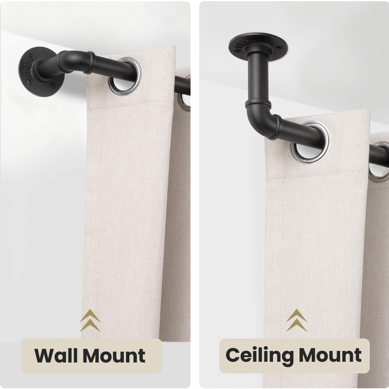 SOMINS ceiling-mounted rod used as room divider offering versatile installation
