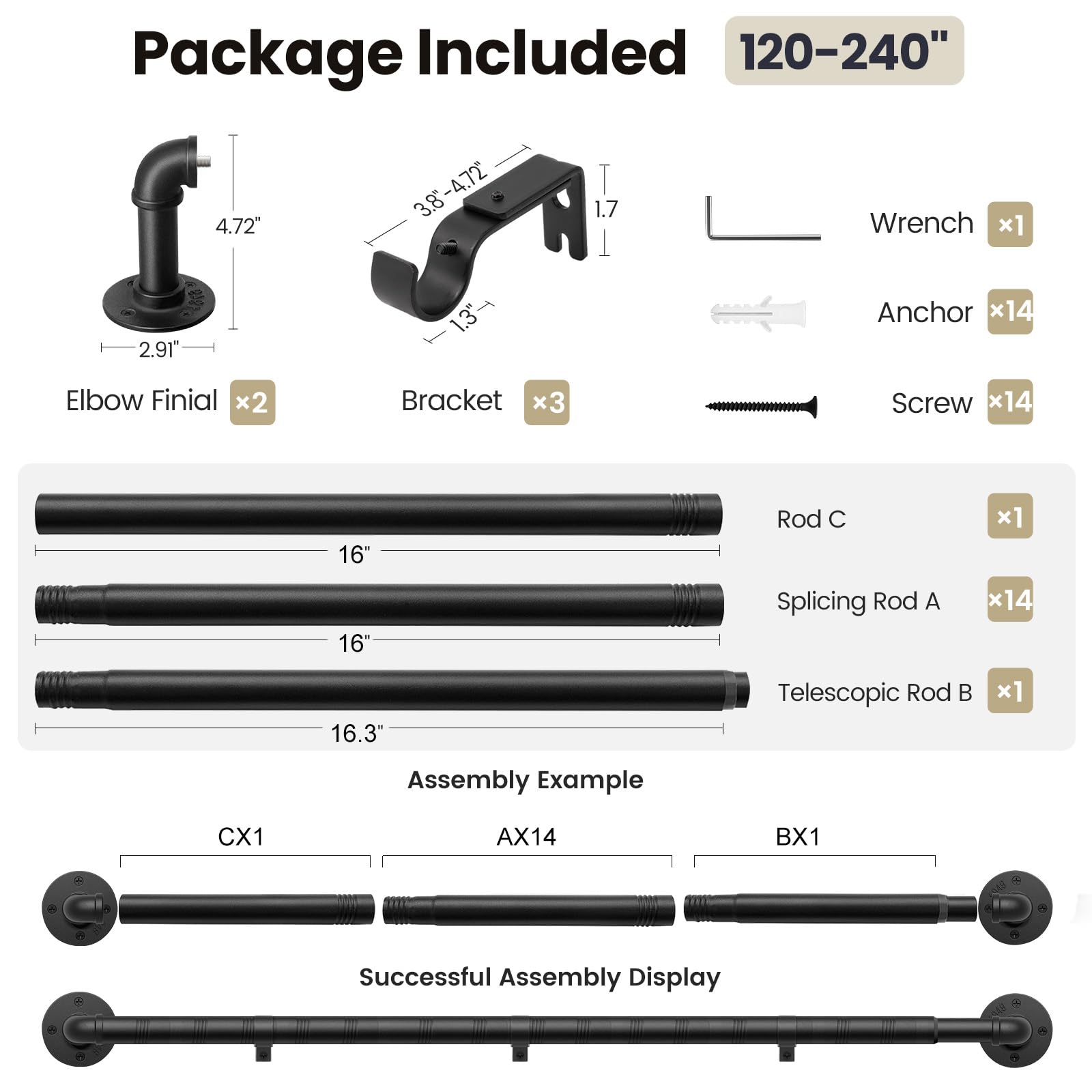 SOMINS included hardware and instructions displayed for easy DIY installation