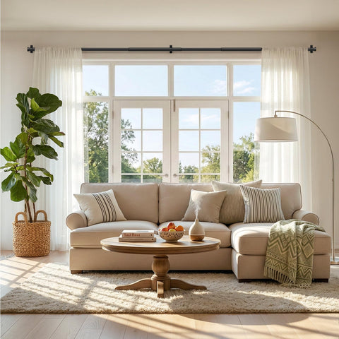 SOMINS rod supporting heavy velvet curtains showcasing sturdy hold and no sag