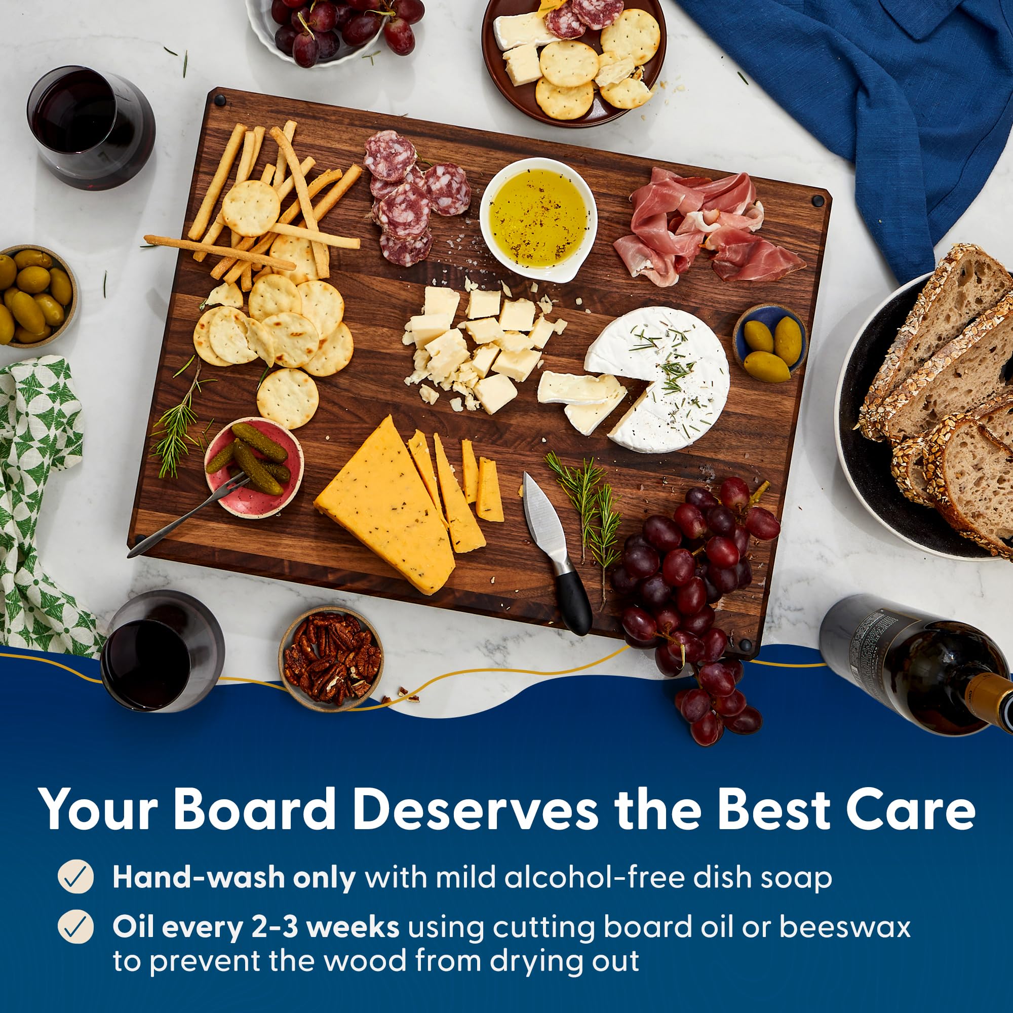 Sonder Los Angeles board beside utensils to show size and practical kitchen scale