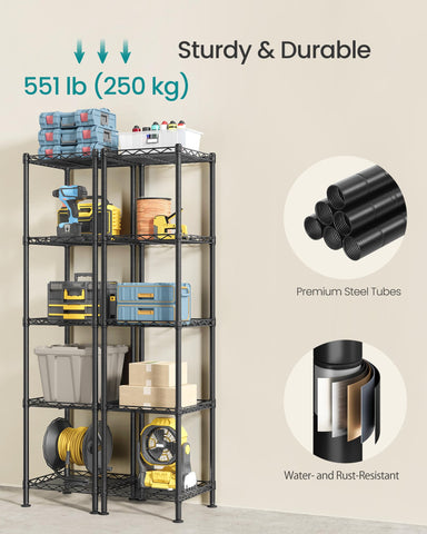 SONGMICS detail of adjustable shelf levels shows flexible storage benefit