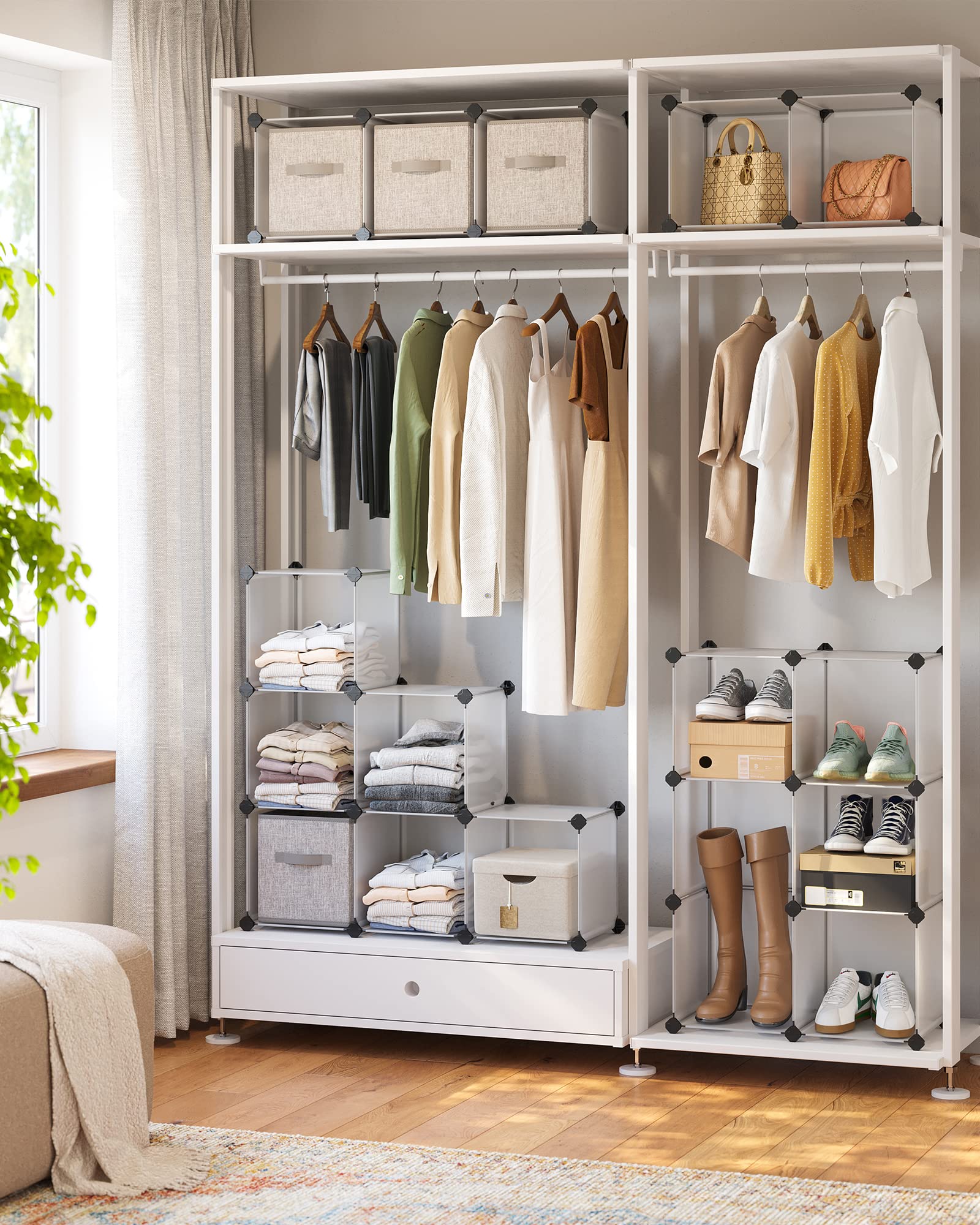 SONGMICS assembled unit in living room showing adaptable layout benefit