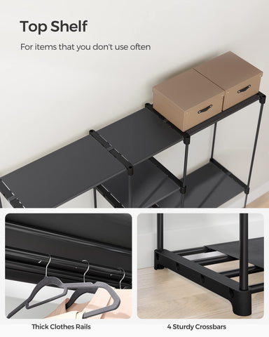 SONGMICS organizer placed in bedroom maximizing vertical space