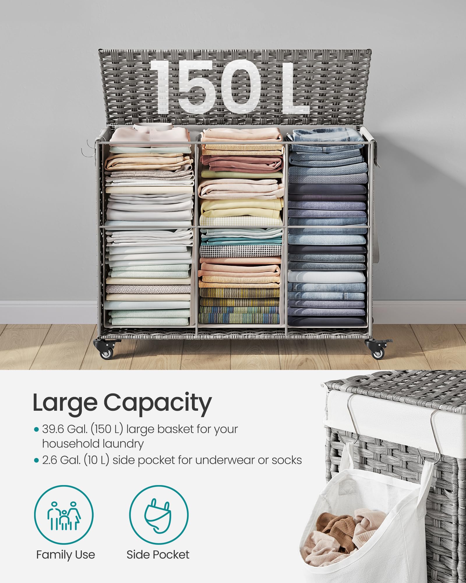 SONGMICS assembled in a laundry room demonstrating space-saving organization