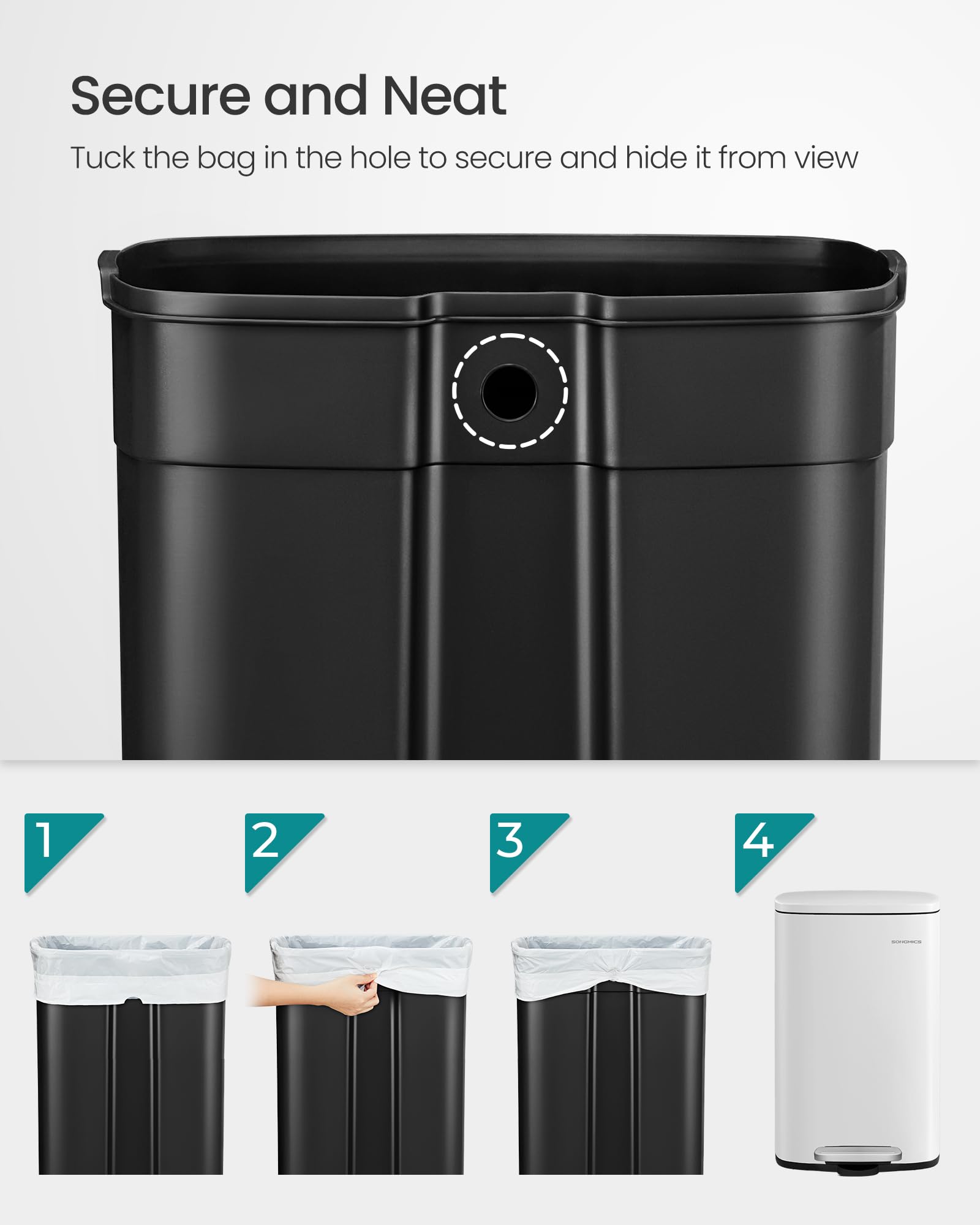 SONGMICS back bag slot securing liner edges out of sight for neat appearance