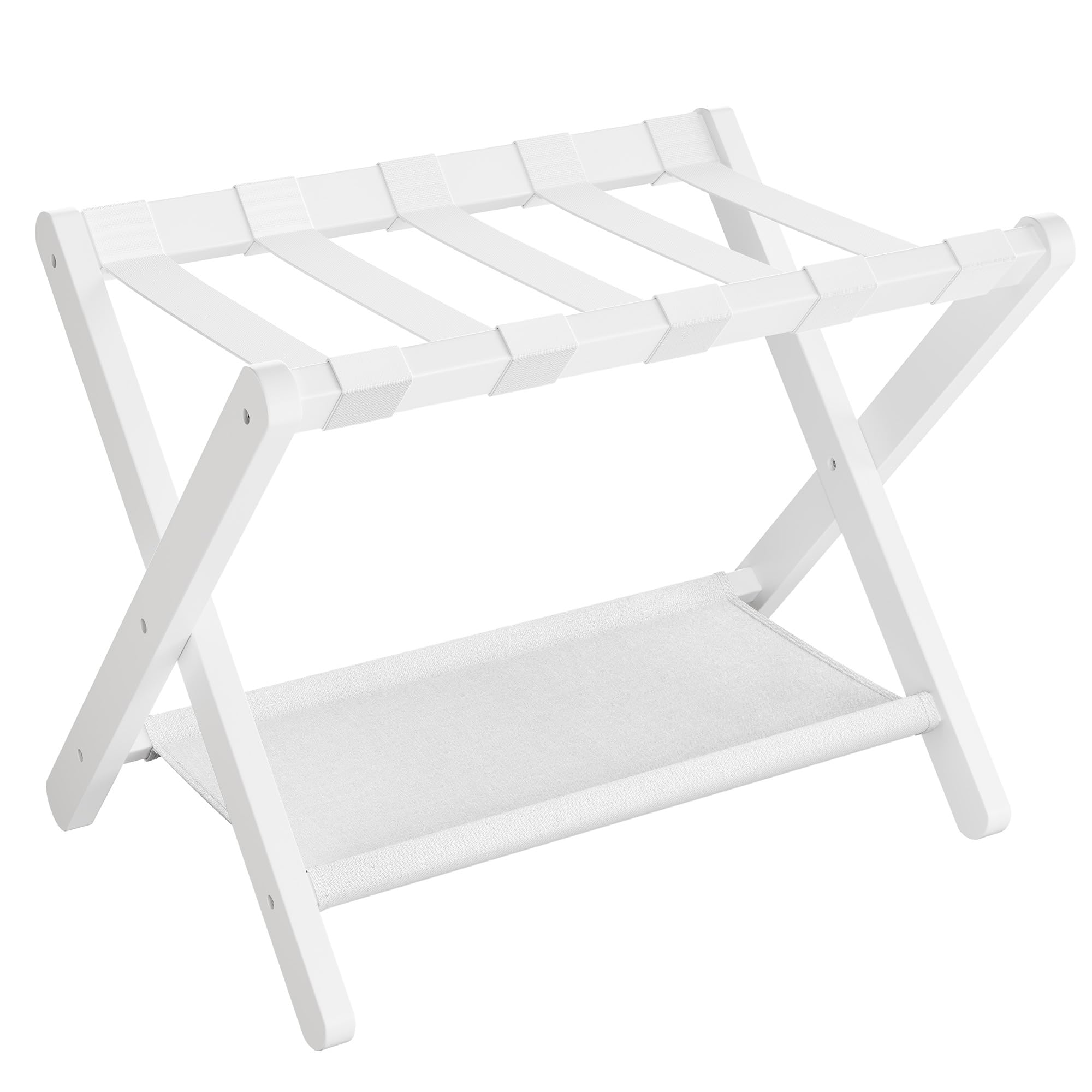 SONGMICS bamboo luggage rack front view showing stable support and stylish finish
