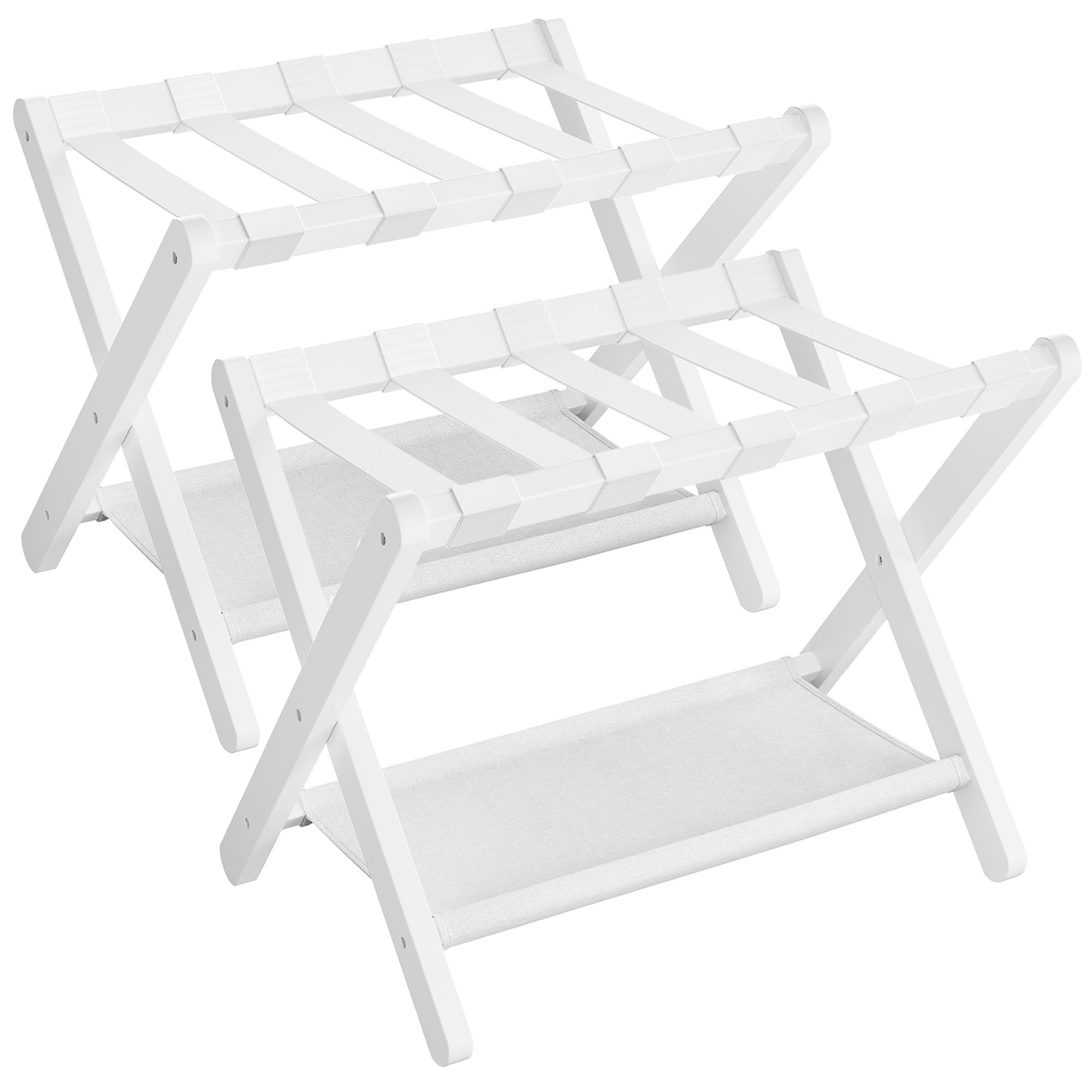 SONGMICS front view of bamboo luggage rack showing stable platform and aesthetic warmth