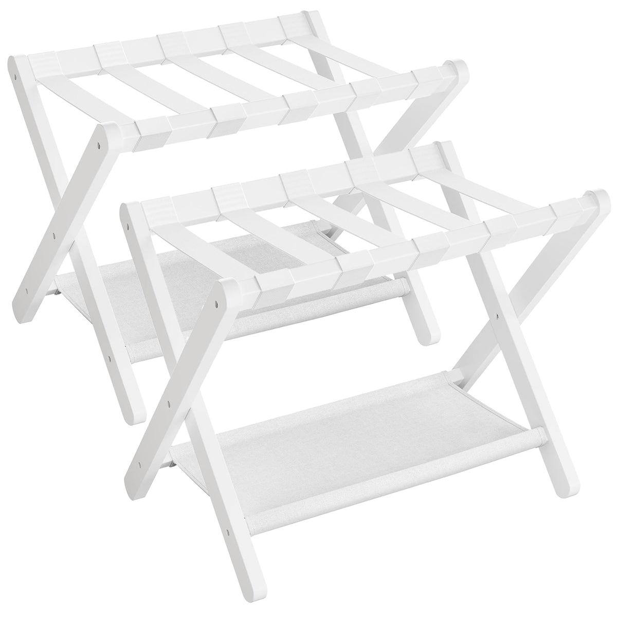 SONGMICS front view of bamboo luggage rack showing stable platform and aesthetic warmth