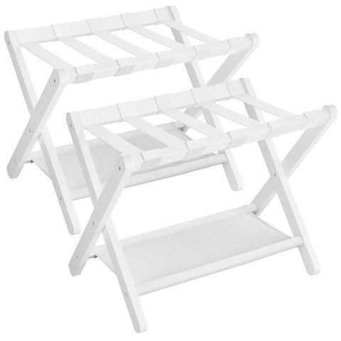 SONGMICS front view of bamboo luggage rack showing stable platform and aesthetic warmth