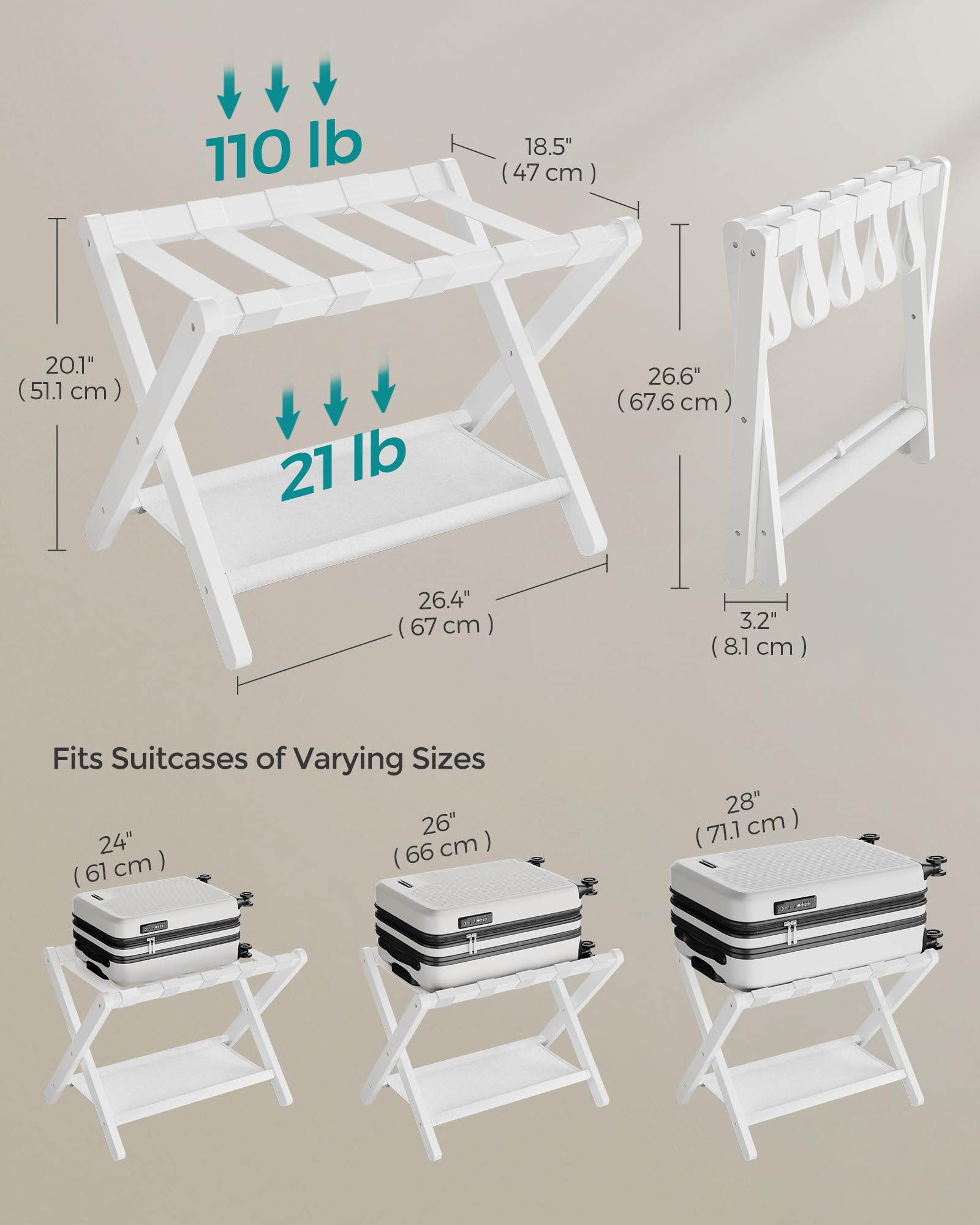 SONGMICS in-room lifestyle with rack beside bed providing easy guest access