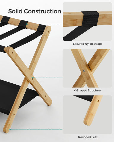 SONGMICS close-up of top platform straps highlighting durable support for heavy suitcases