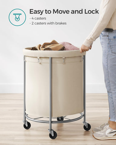 SONGMICS basket loaded with towels illustrating heavy-load handling