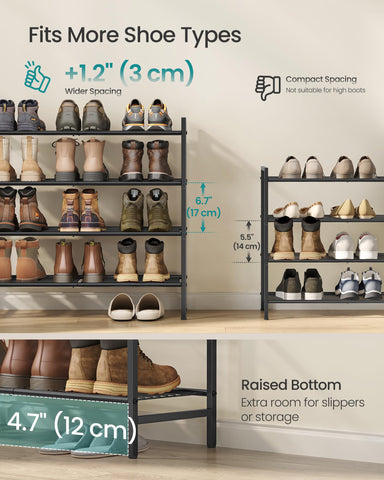 SONGMICS raised bottom shelf creating clearance for slippers and airflow
