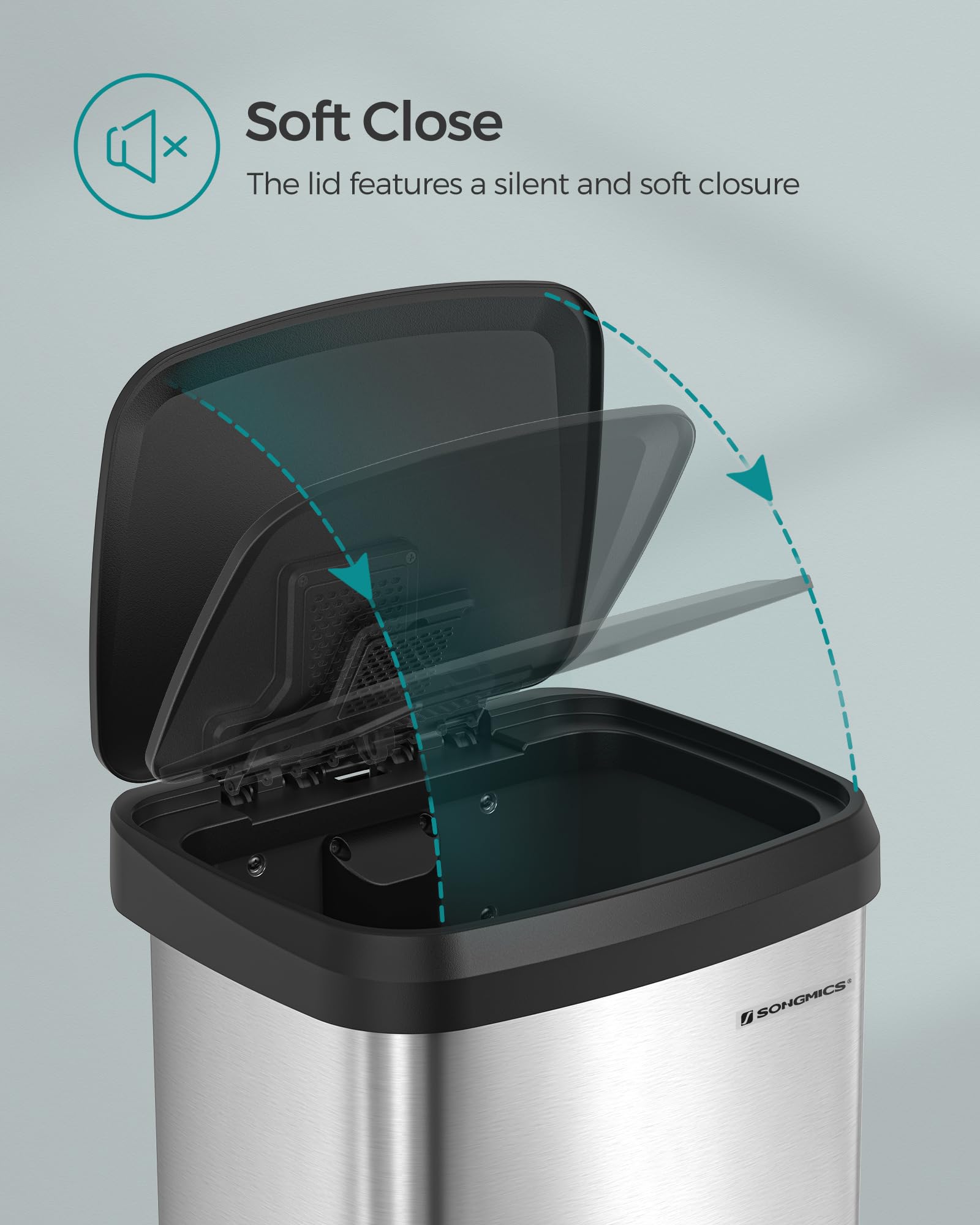SONGMICS activated carbon filter in lid to help reduce kitchen odors