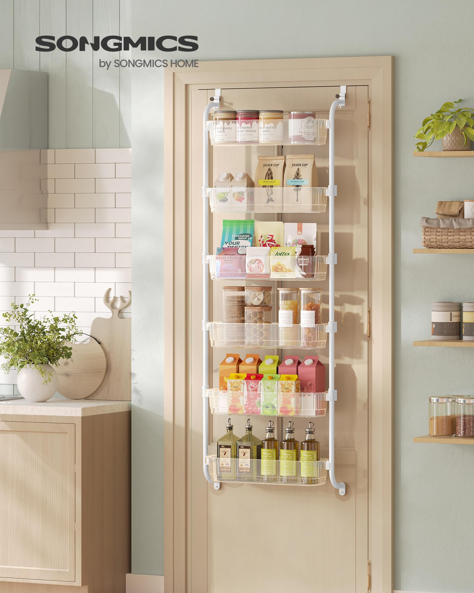 SONGMICS close-up of clear PET basket texture and high sides for secure storage benefit