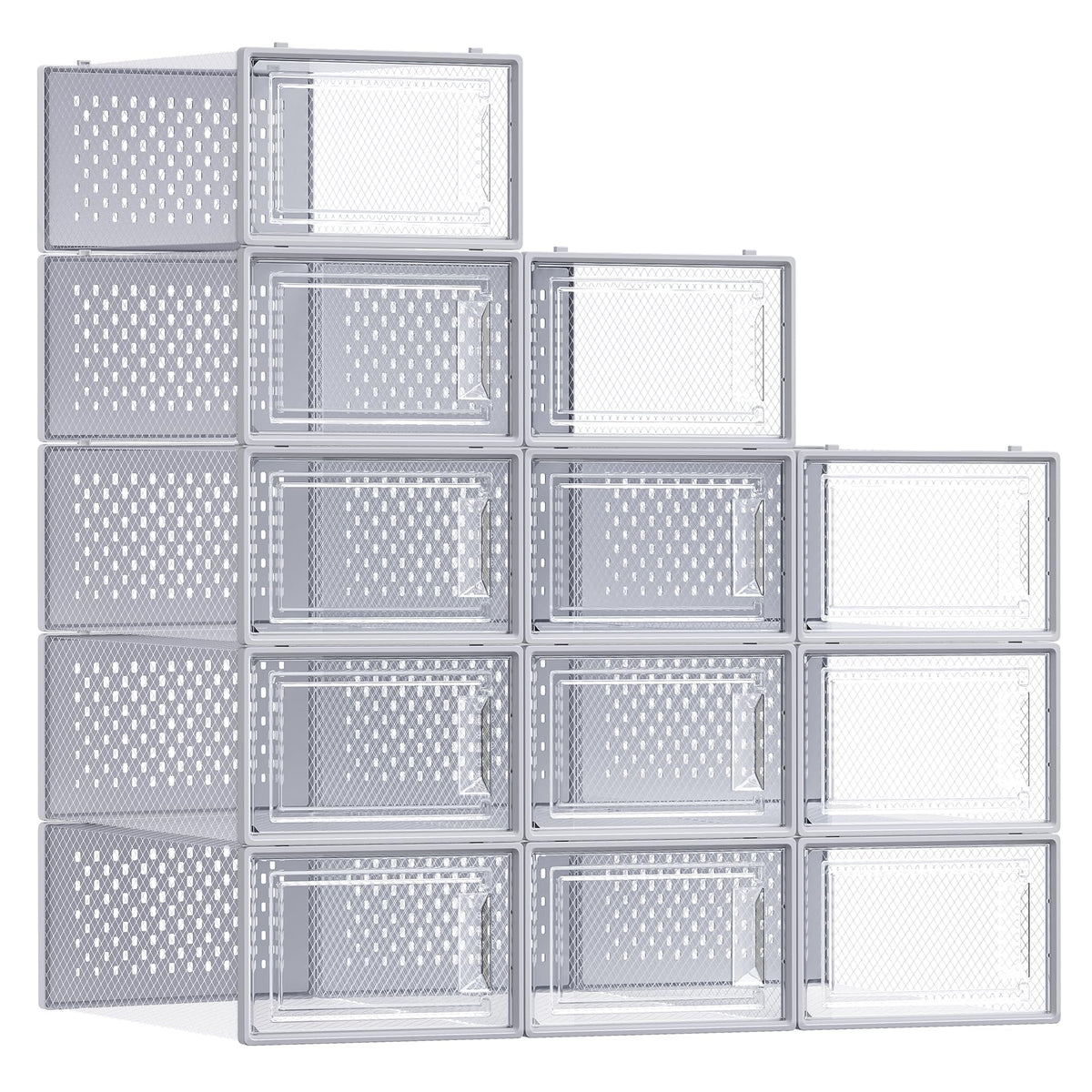 SONGMICS clear pack front view showing neat shoe display and visibility