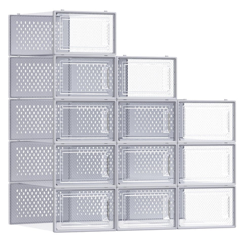 SONGMICS clear pack front view showing neat shoe display and visibility