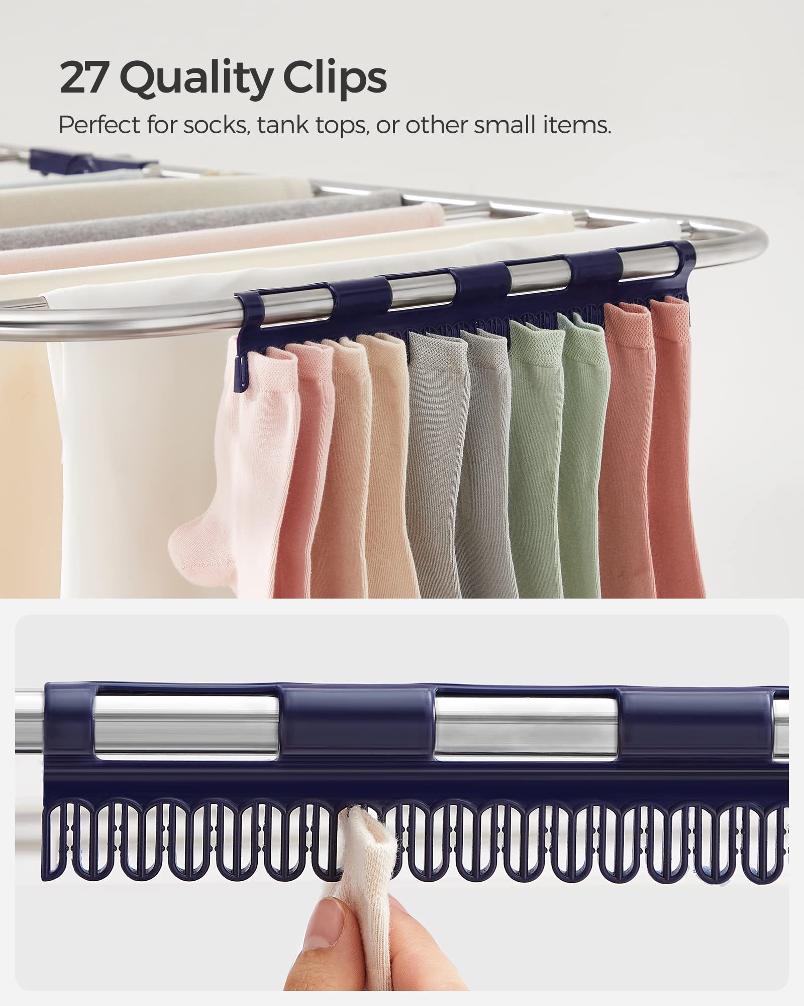 SONGMICS 27 clips holding socks and delicates to prevent items falling