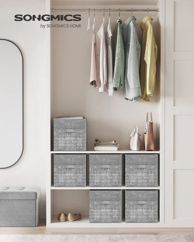 SONGMICS close-up of cattail gray fabric texture highlighting refined appearance
