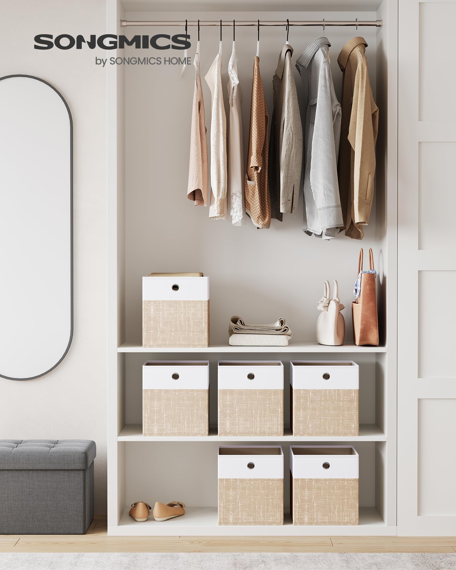 SONGMICS close-up of linen-look fabric texture highlighting durable, attractive surface and low-maintenance finish