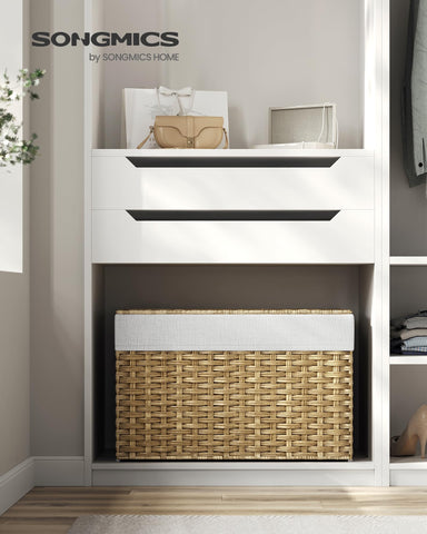 SONGMICS close-up of PP rattan texture highlighting waterproof durability
