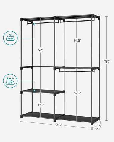 SONGMICS hanging rod detail showing strong support for coats benefit