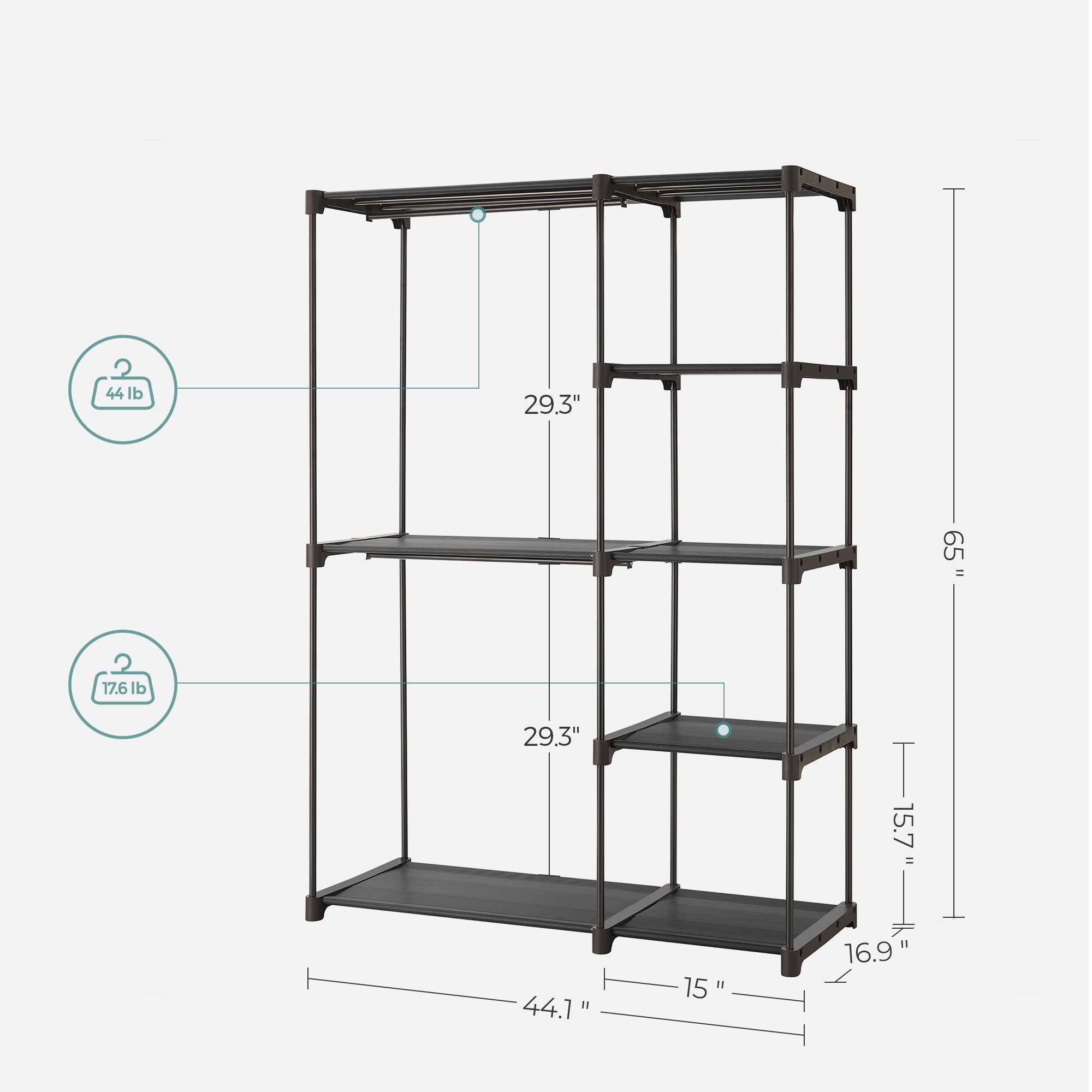 SONGMICS organizer in bedroom lifestyle setting creating extra wardrobe space