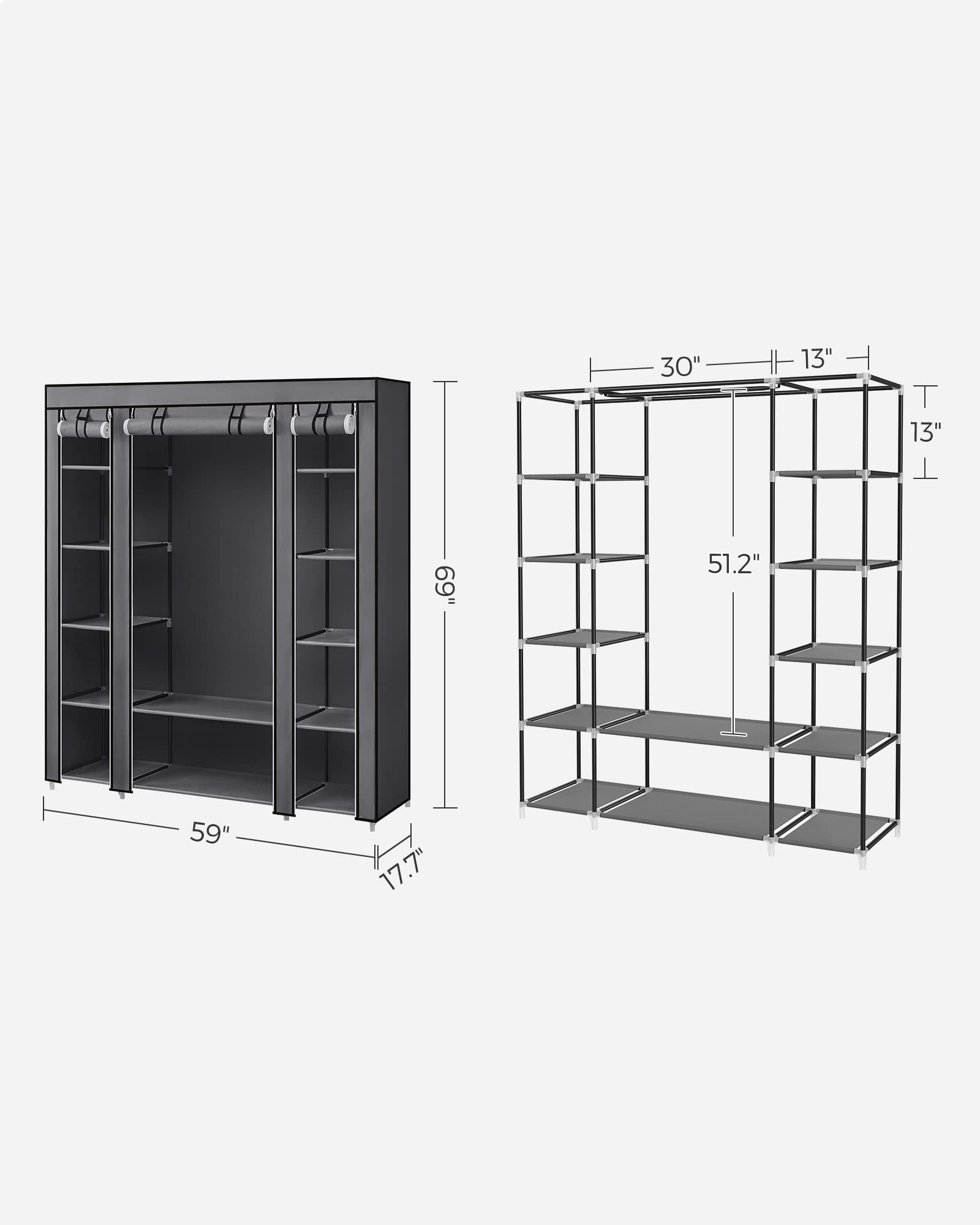 SONGMICS shelves stacked with linens demonstrating multi-level storage versatility