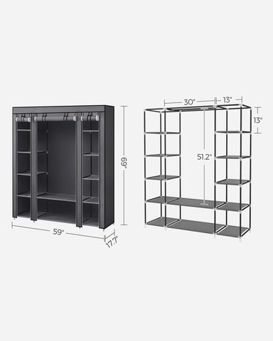 SONGMICS shelves stacked with linens demonstrating multi-level storage versatility