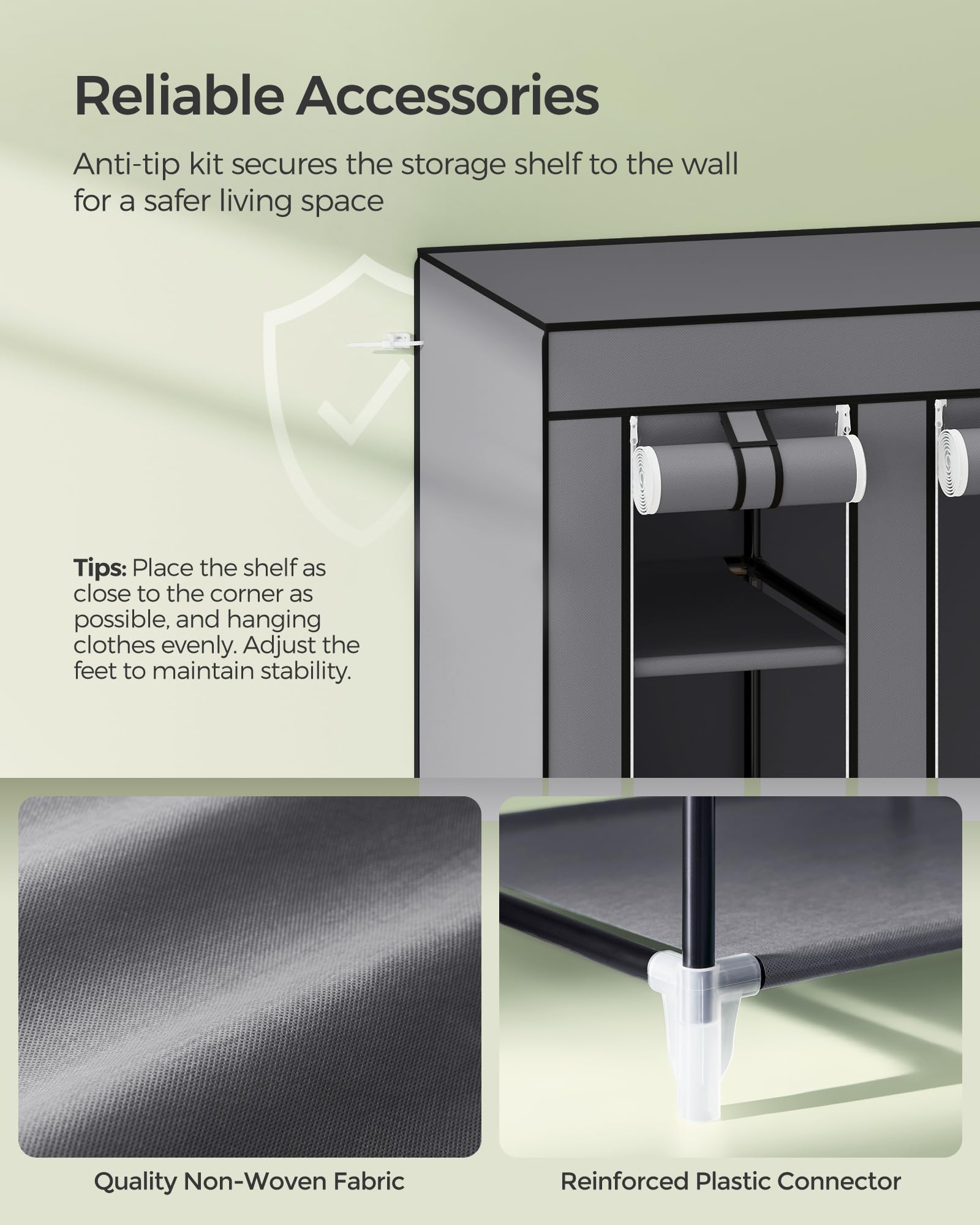 SONGMICS closet open in a bedroom to show quick access during morning routines