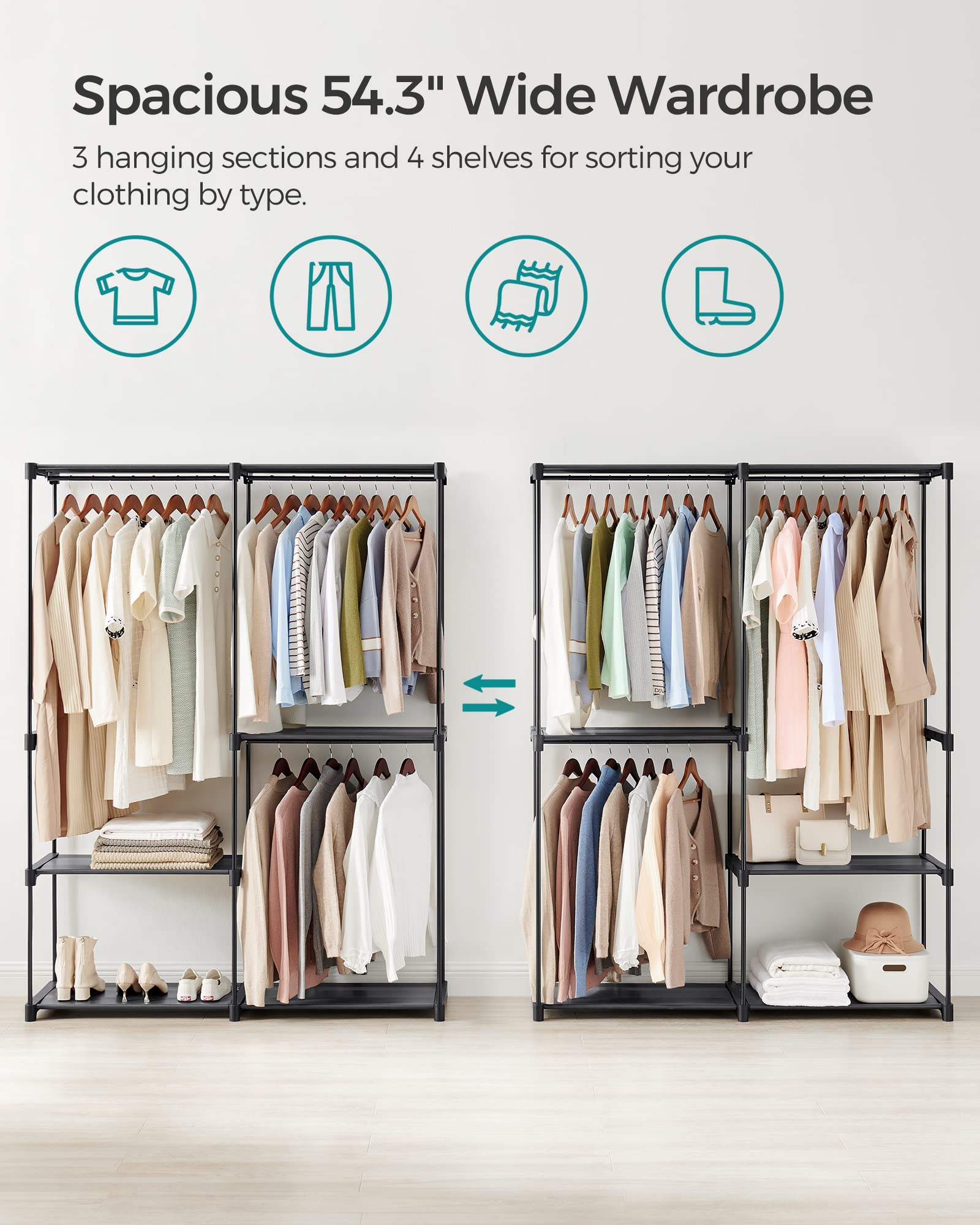 SONGMICS next to person showing scale and compact footprint benefit