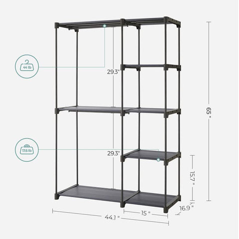 SONGMICS closet with shoes for scale showing capacity and space-saving design