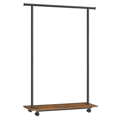 SONGMICS clothes rack front view showing full hanging capacity and shelf benefit