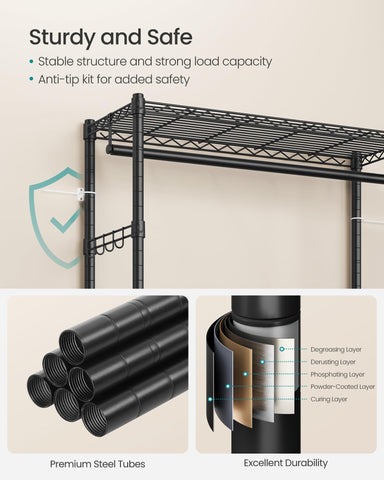 SONGMICS hook arm and side hooks displaying accessory organization benefit