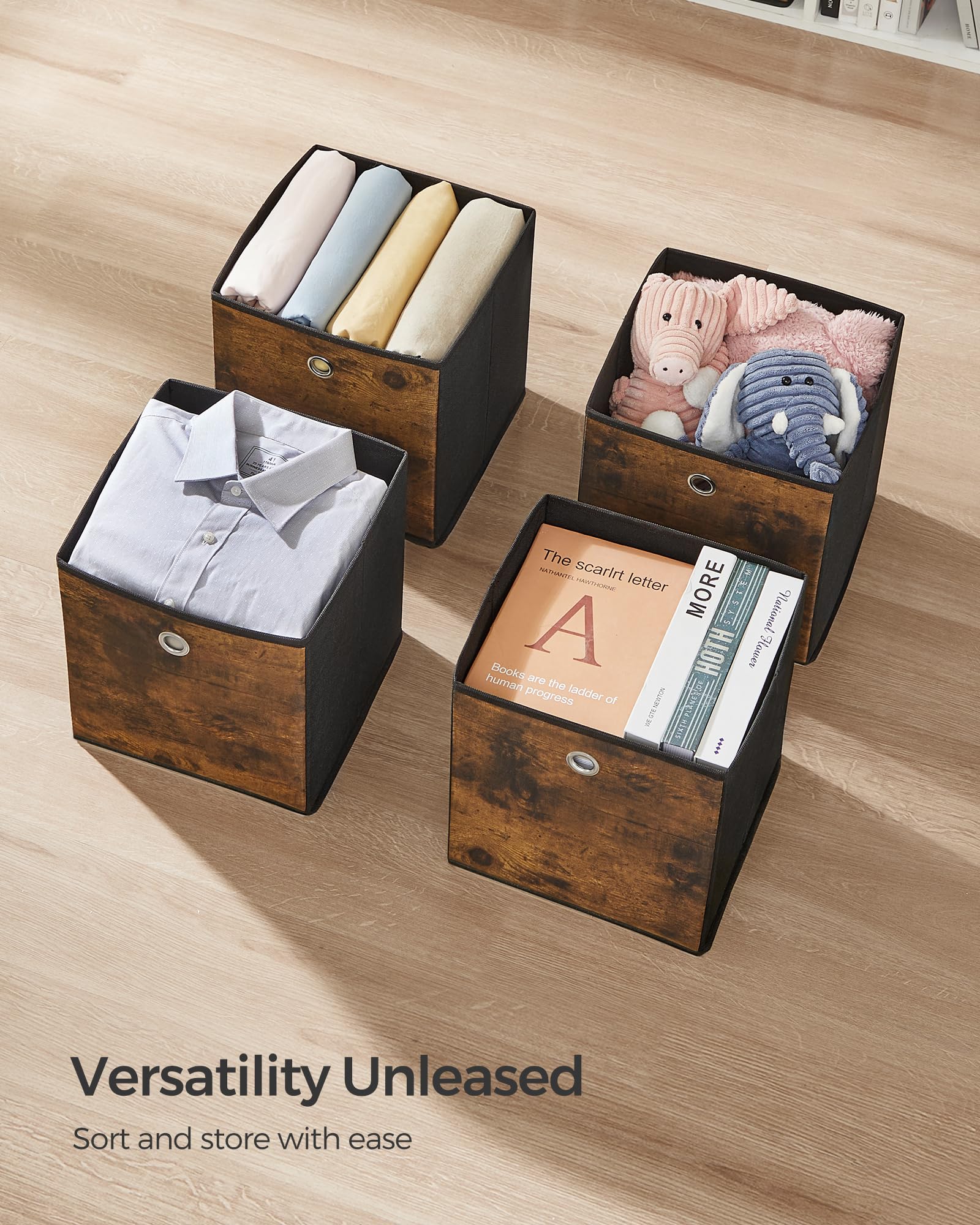 SONGMICS folded cubes laid flat for compact storage convenience