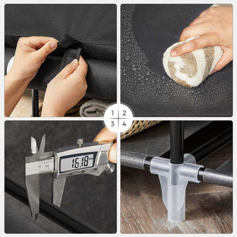 SONGMICS metal tube and plastic connector detail for reliable support