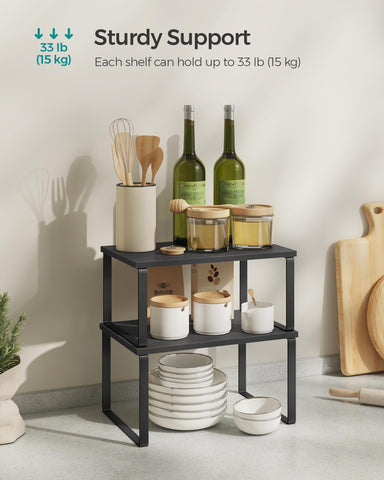 SONGMICS countertop arranged with spices and jars for quick reach convenience