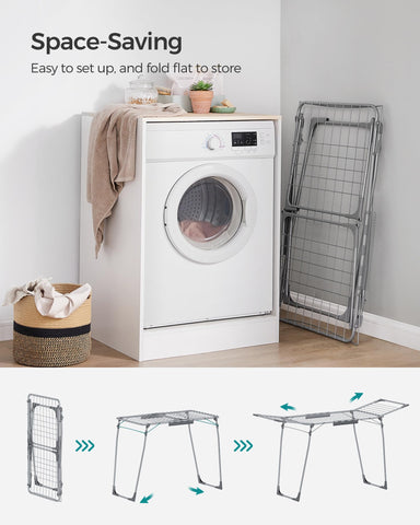 SONGMICS rack in bathroom providing organized drying benefit
