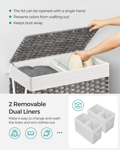 SONGMICS interior with two sections for easy pre-sorting benefit