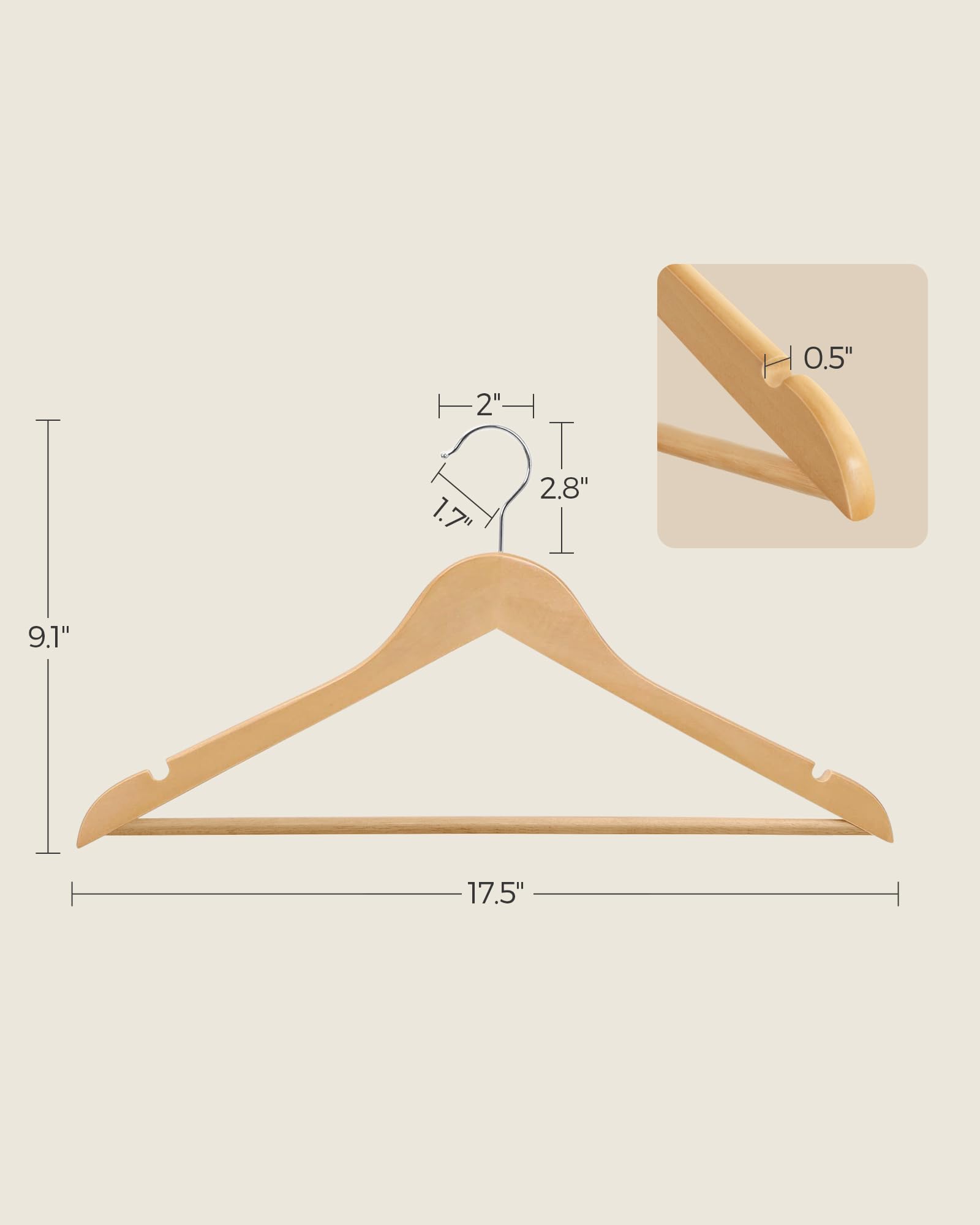 SONGMICS smooth natural wood finish close-up highlighting durable, low-friction surface