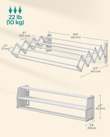 SONGMICS rack folded flat against wall saving floor space when not in use