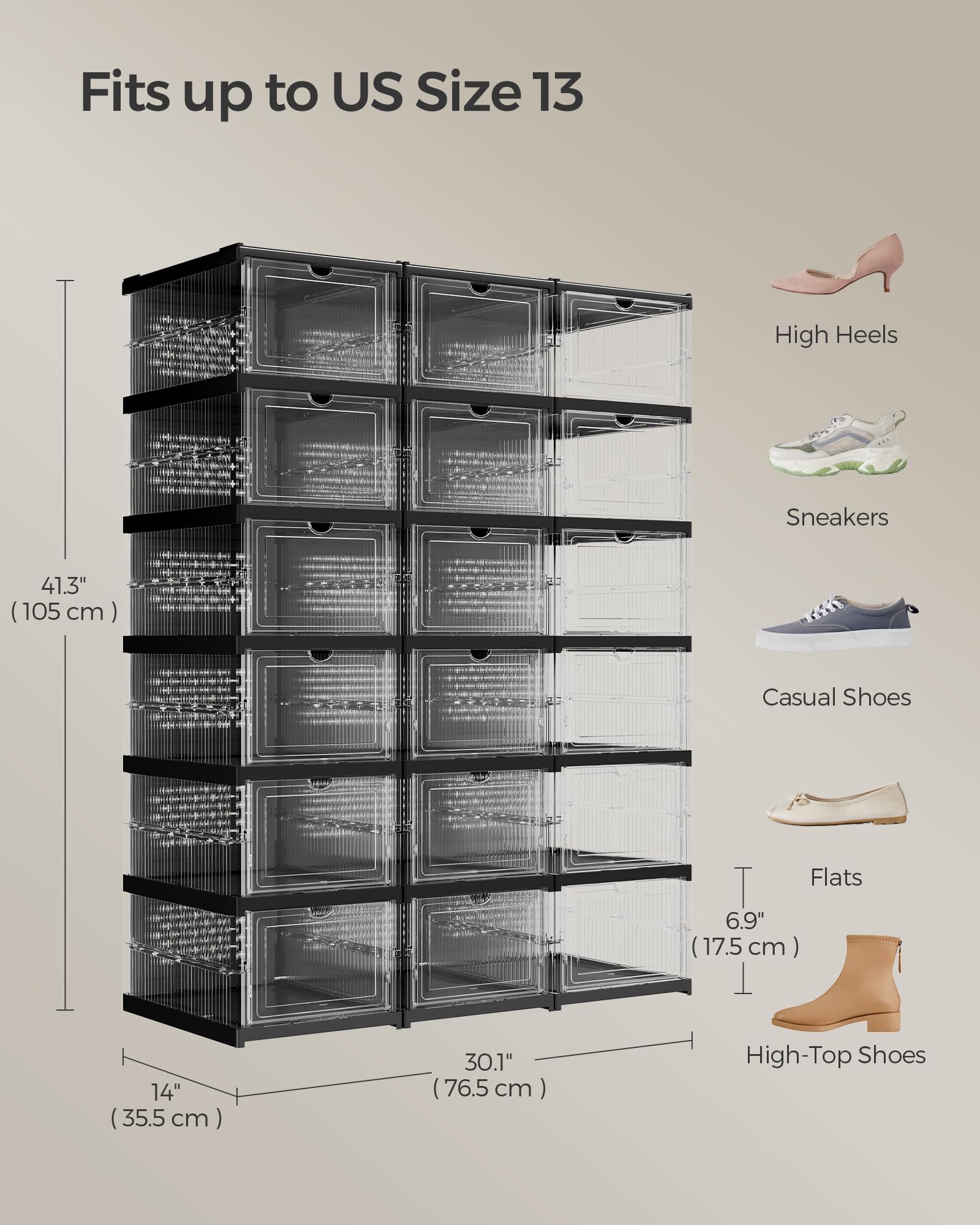 SONGMICS folded flat stackable boxes for compact storage and easy moving
