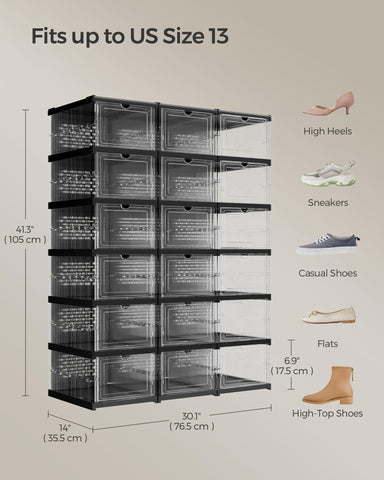 SONGMICS folded flat stackable boxes for compact storage and easy moving